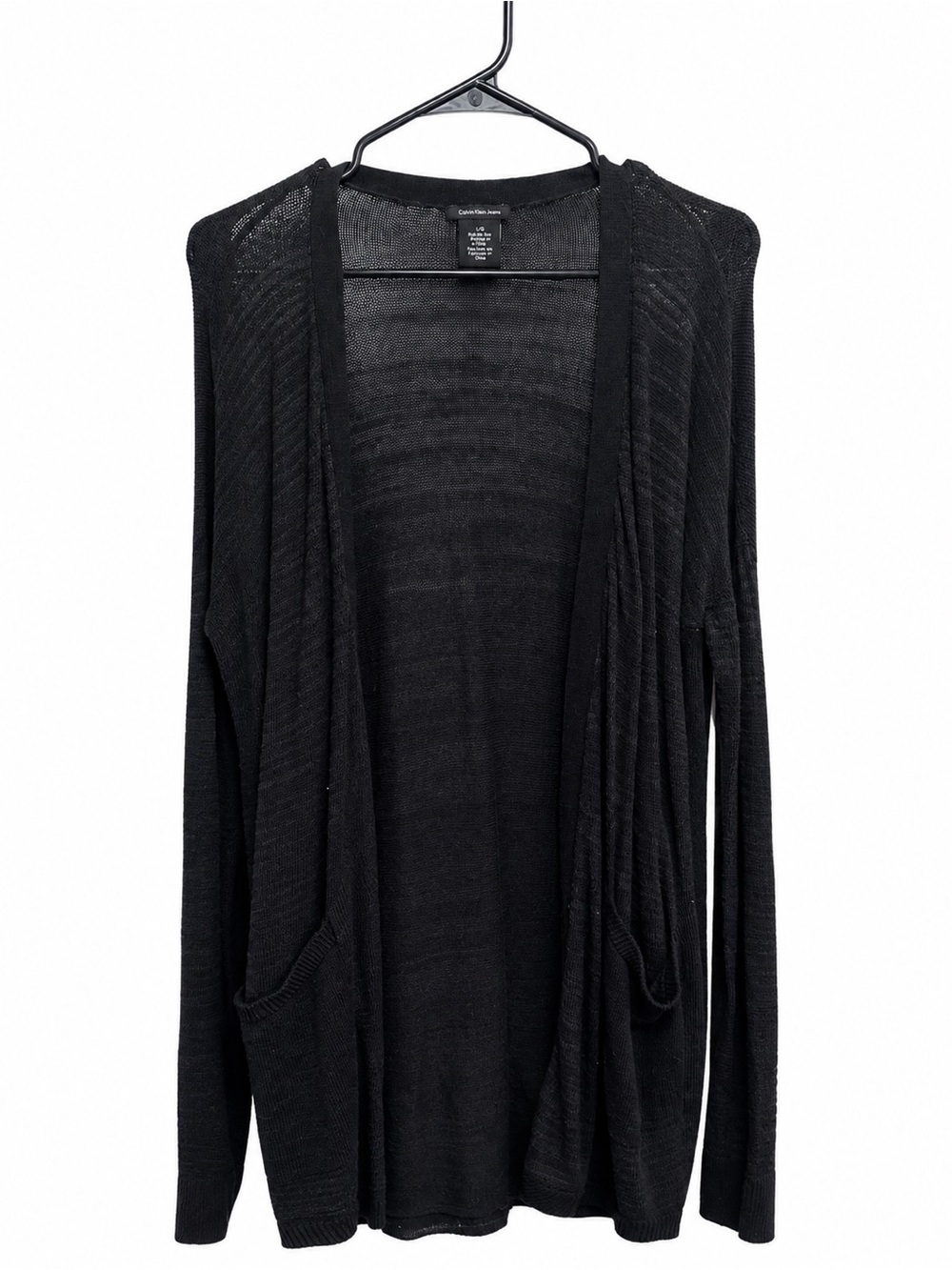 Calvin Klein Jeans Black Long Open Front Cardigan Sweater L
